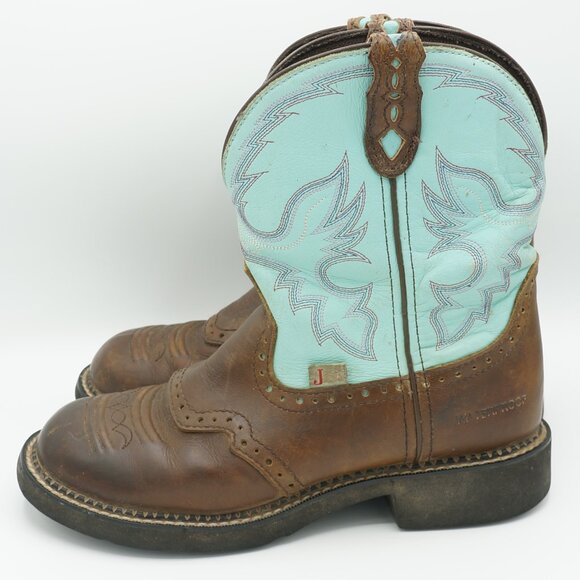 Justin Gypsy Aqua Chunky Waterproof Cowgirl Boots Women's Size 8B - Picture 2 of 10
